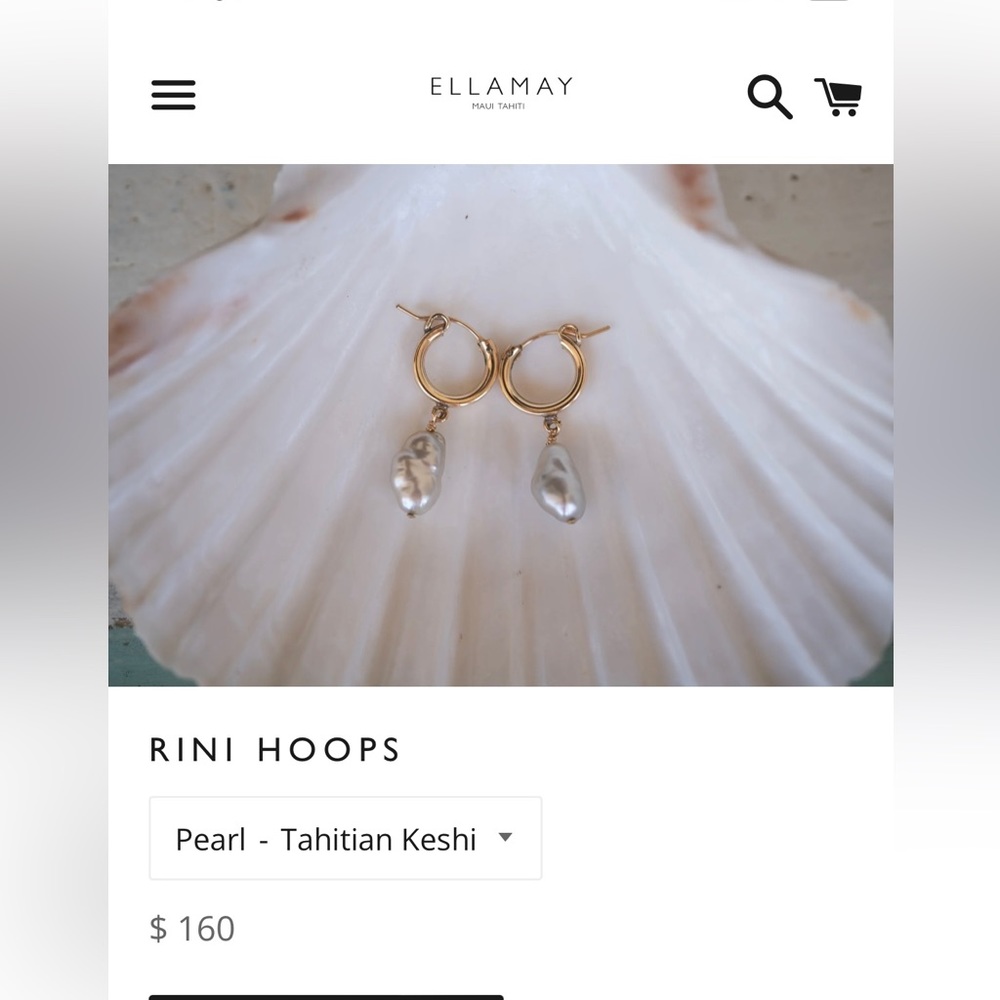 Ella May Maui  authentic gold filled keshi pearl hoop earrings